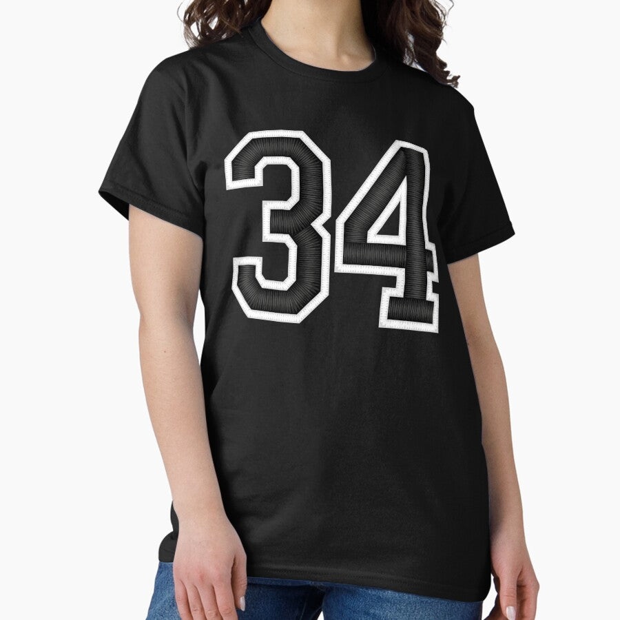 34 Black Jersey Sports Number thirty-four Football 34 Classic T-Shirt