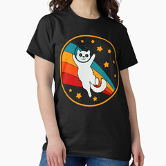 Cute Vintage Persian Cat Retro Space Cat Classic T-Shirt