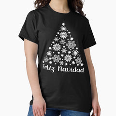 Feliz Navidad Holiday Saying With Snowflake Christmas Tree Pijamas Navidea Familiar Classic T Shirt