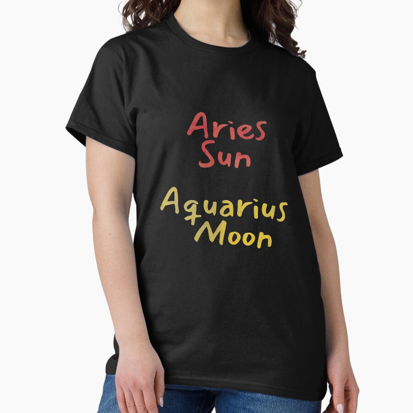 Aries Sun Aquarius Moon Text Classic T-Shirt
