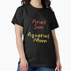 Aries Sun Aquarius Moon Text Classic T-Shirt
