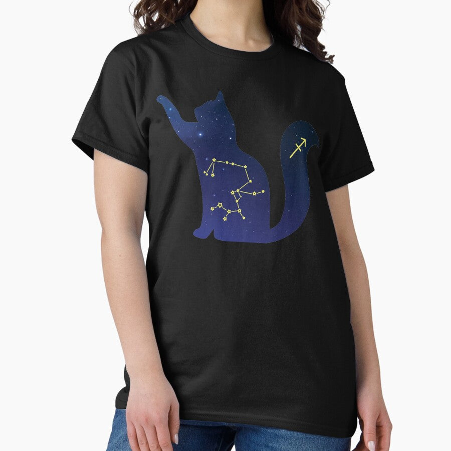 Cat Sagittarius Zodiac Constellation, Sign, Astrology, Stars and Ascendant sign Classic T-Shirt