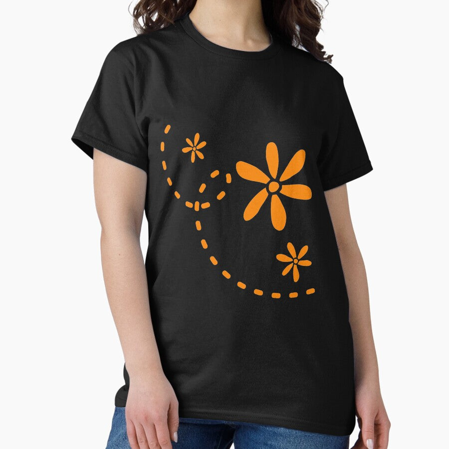 Orange Flower Pattern Classic T-Shirt