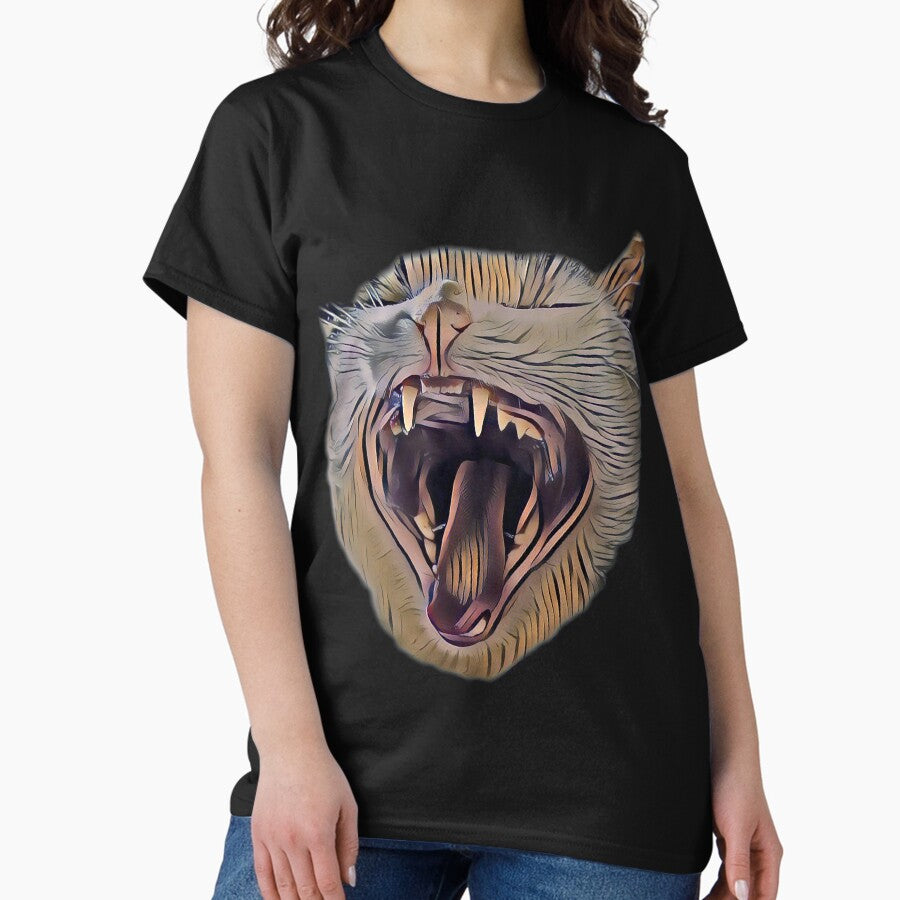 Angry Cat; Screaming, Biting, Yowling, Attacking Funny Cat Design Classic T-Shirt