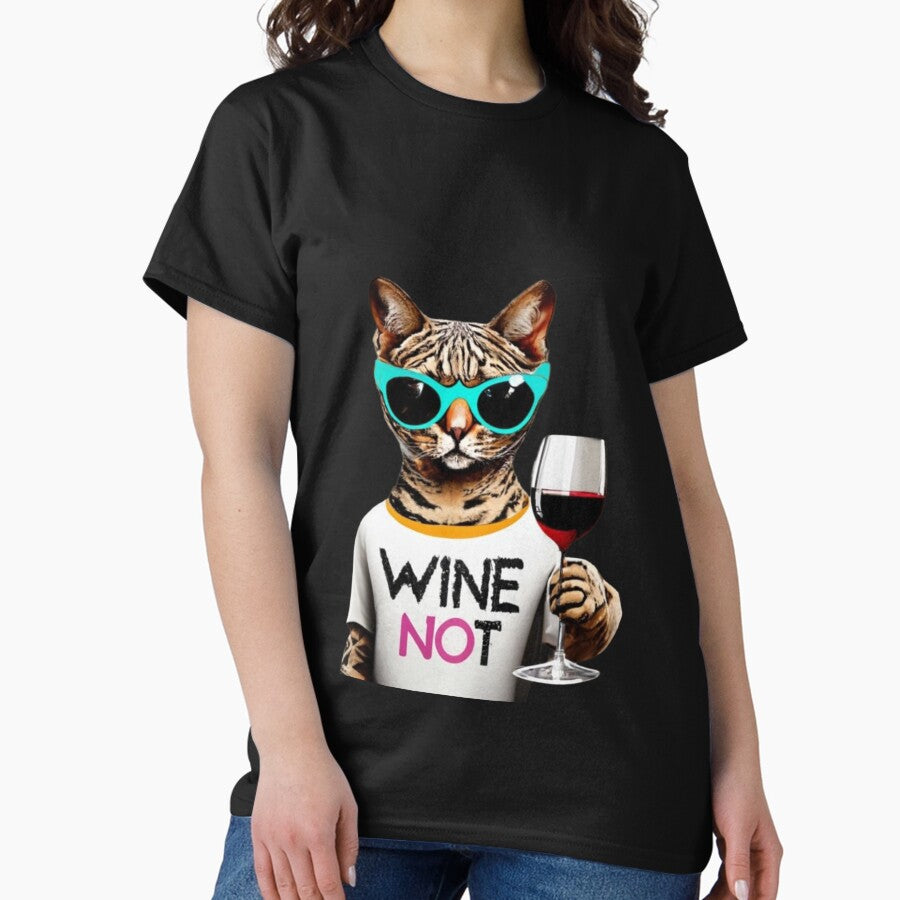 Party savannah cat serves wine and invites Classic T-Shirt