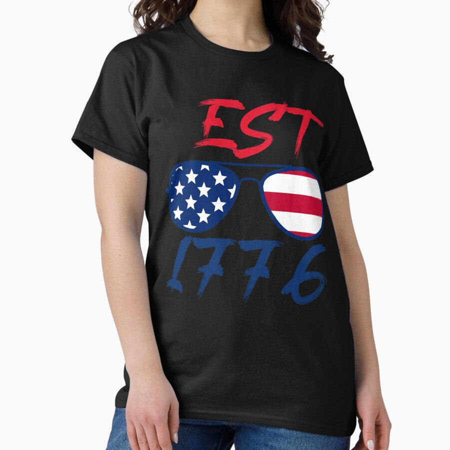 American patriot flag est 1776 eagle sunglasses Classic T-Shirt