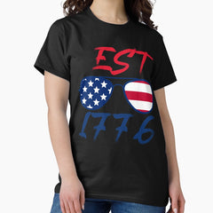American patriot flag est 1776 eagle sunglasses Classic T-Shirt
