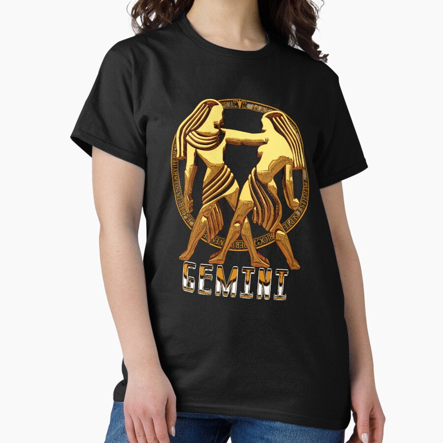 Gemini Gold Metal Zodiac Sign Classic T-Shirt
