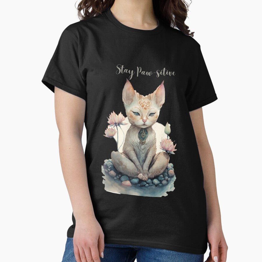 Stay Paw-sitive Yoga Cat 12 Classic T-Shirt