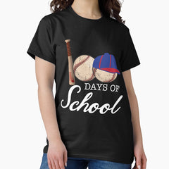 Baseball 100 Days Of School Teacher Kids 100th Of School Gift Classic T-Shirt