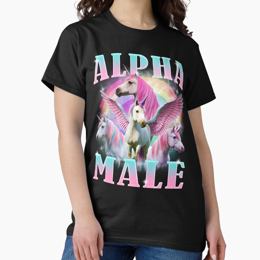 Alpha Male Unicorn Funny Meme Classic T Shirt