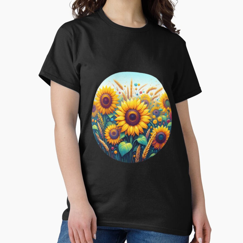 Drawing sunflowers with paints Botanical Beauty Floral Arrangements Classic T-Shirt