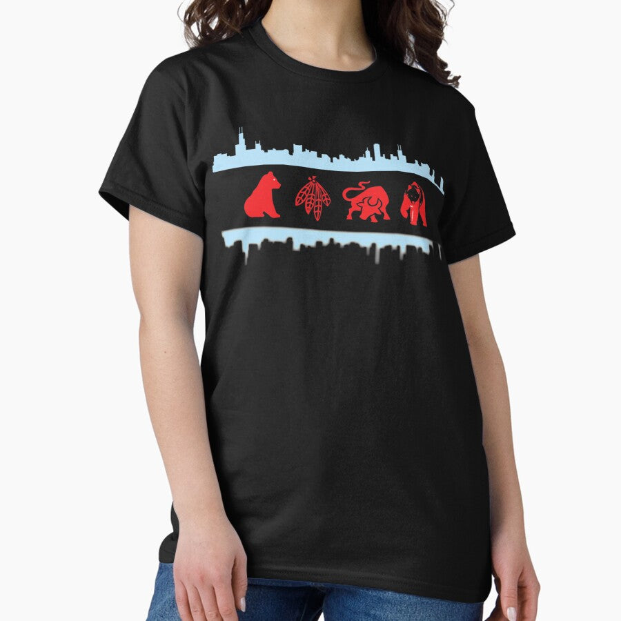 Chicago Flags with Teams and Skyline Classic T-Shirt