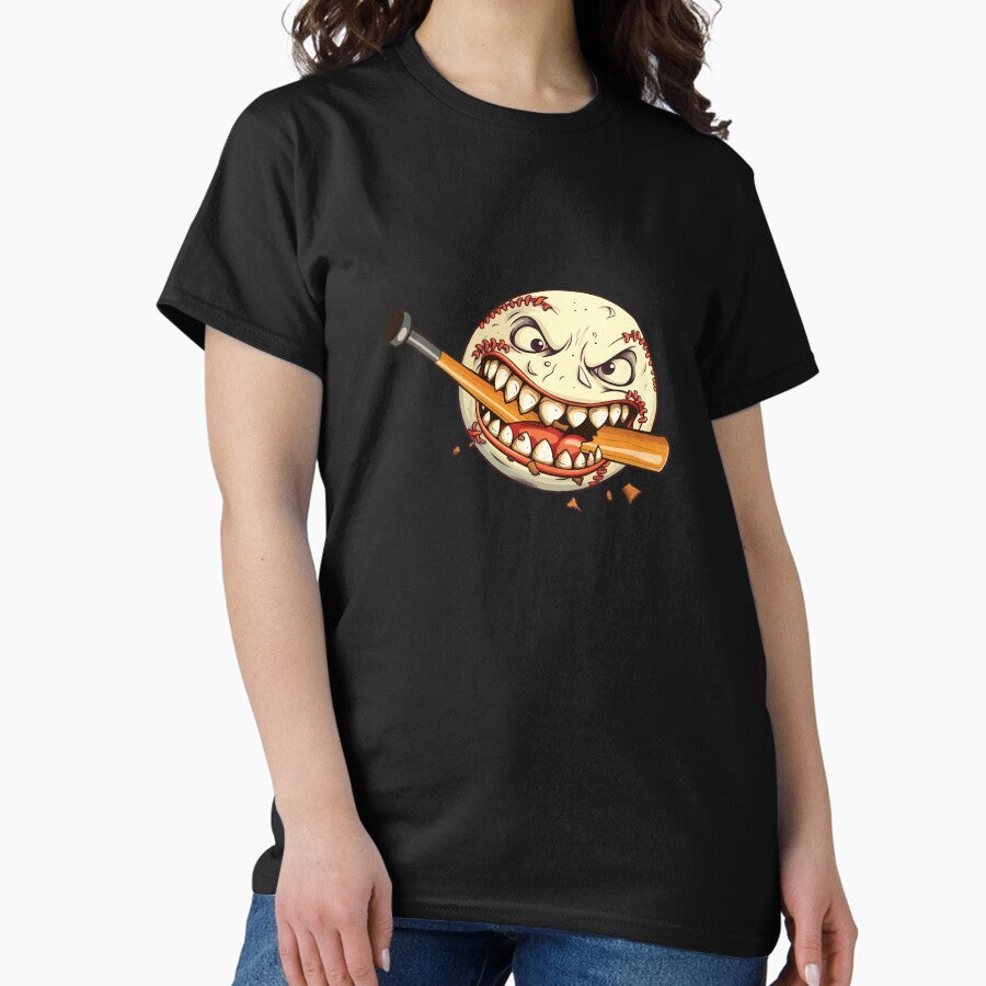 Angry baseball bites a baseball bat Classic T-Shirt
