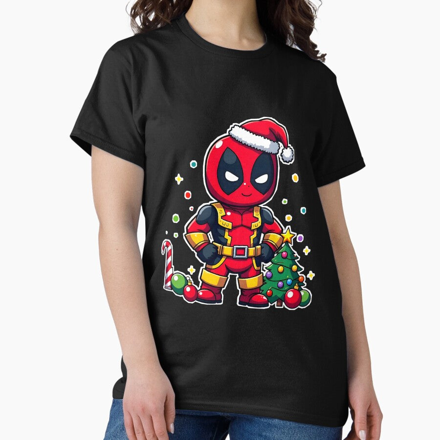 Adorable Mayhem Festive Chibi Christmas Design – Cute Holiday Superhero Artwork Classic T-Shirt