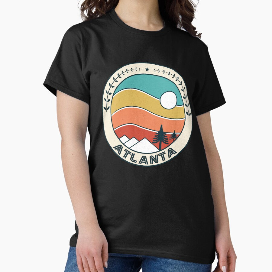 Atlanta Retro Vintage Sunset - Atlanta Georgia Mountain Souvenir - Gift - Hometown - Hiking - Nature Classic T-Shirt
