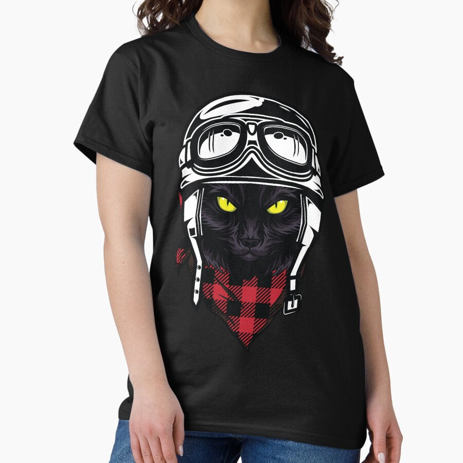 Adventurer Pilot Black Cat with red bandana Classic T-Shirt
