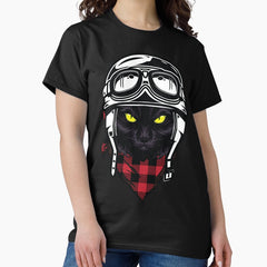 Adventurer Pilot Black Cat with red bandana Classic T-Shirt