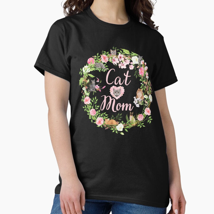 Cat Mom - cute nature design with flowers Classic T-Shirt