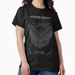 Dodger Stadium (Vertical - White Stencil - No Background) Classic T-Shirt