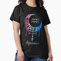 Aquarius zodiac crescent moon Classic T-Shirt