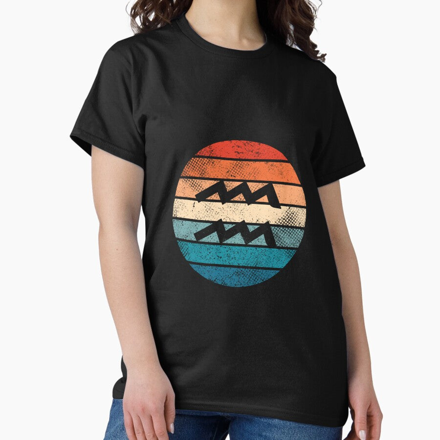 Retro Vintage Zodiac Sign Aquarius Symbol Classic T-Shirt