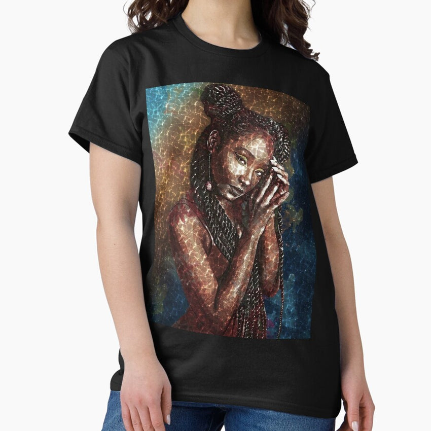 African American A Hard Rain is Gonna Fall female portrait painting for wall and home decor art print Classic T-Shirt