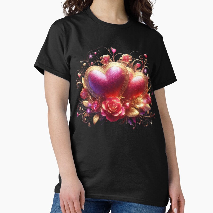 Happy Valentines Day Two Hearts Classic T Shirt