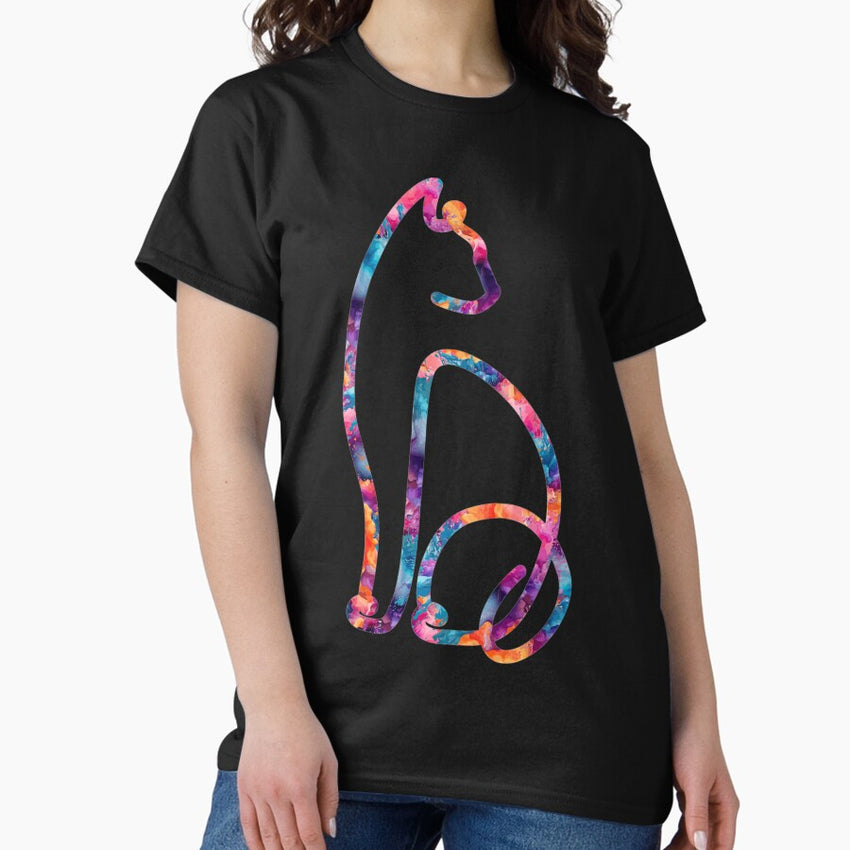 Cat Outline Multi-Color Classic T-Shirt
