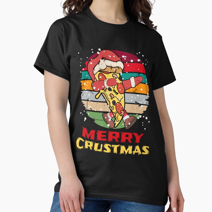Merry Crustmas Pizza Christmas Vintage Xmas Classic T-Shirt