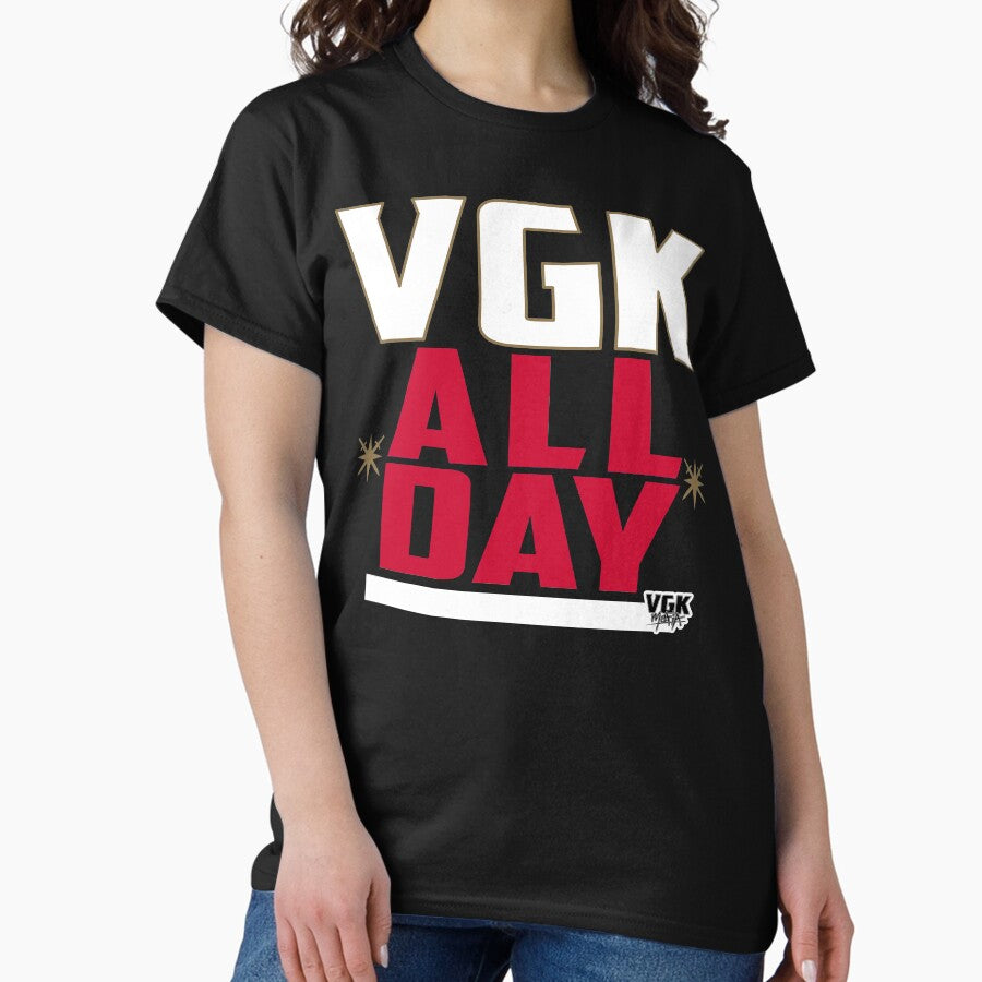 ALL-DAY: white/red on black Classic T-Shirt