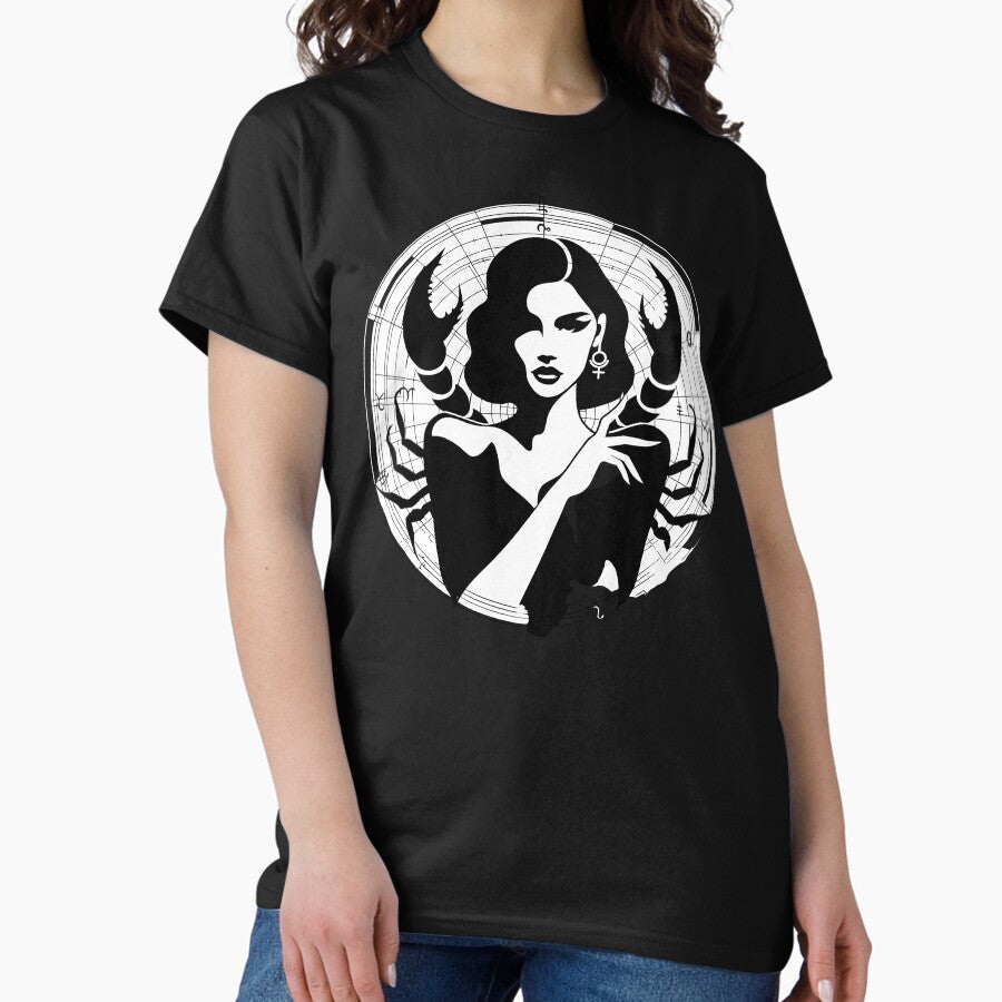 Horoscope Scorpio Zodiac Sign - Scorpio Girl in front of Zodiac Circle Classic T-Shirt