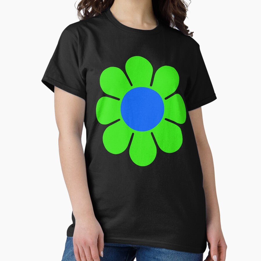 Green Blue Hippy Flower Daisy Classic T-Shirt