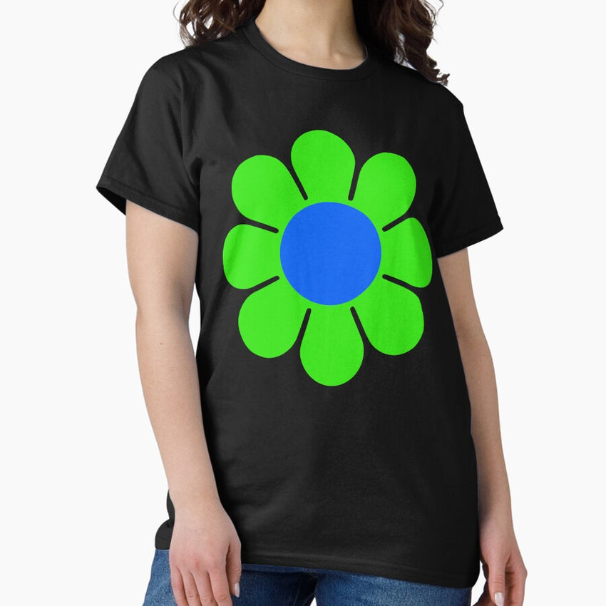 Green Blue Hippy Flower Daisy Classic T-Shirt