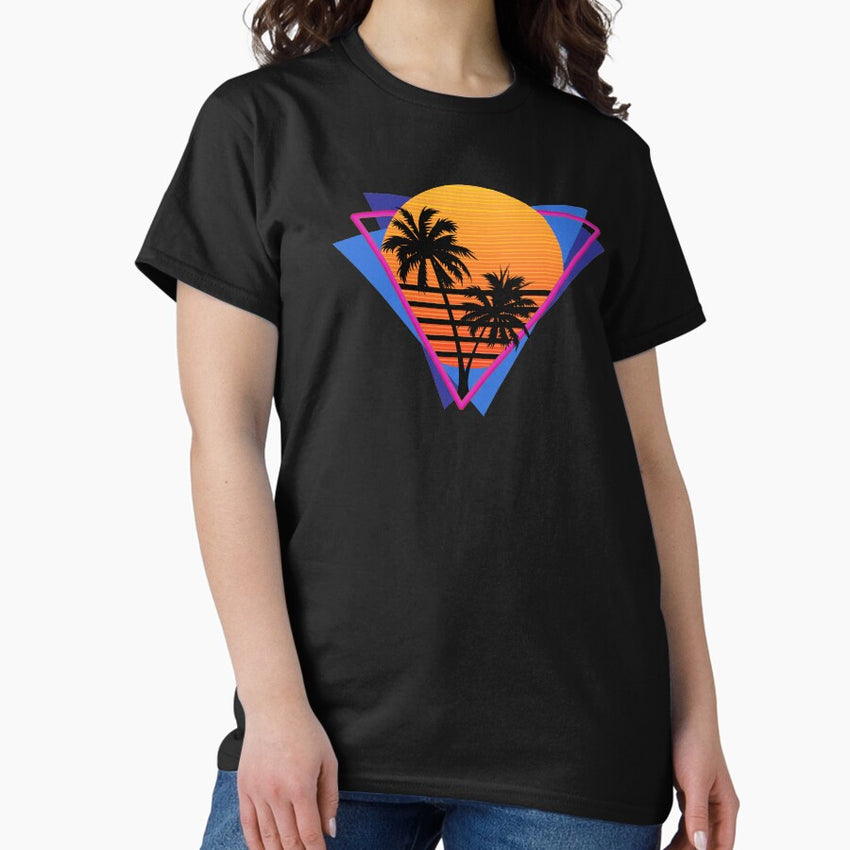 80S Inspired Synthwave Sun Design Classic T Shirt
