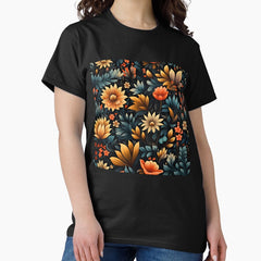 Retro Small Flower and Floral Seamless Patterns Classic T-Shirt