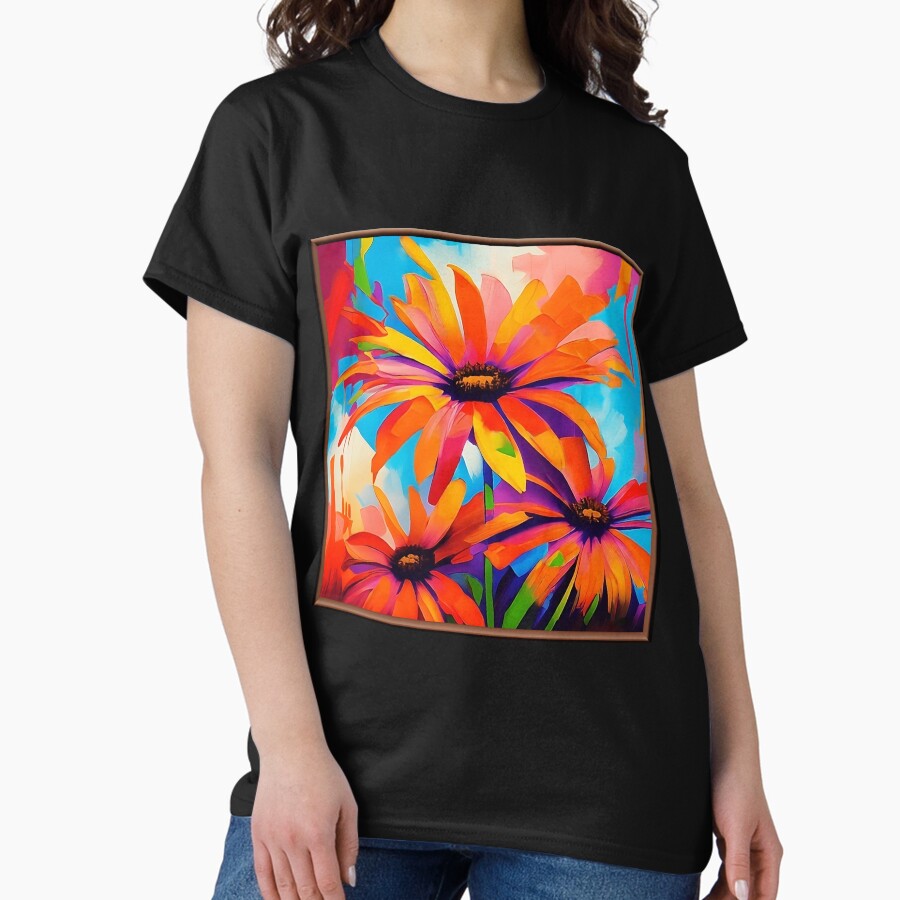 African Daisy Flower Oil Painting Flower Art Flower Oil Painting Gift For Art Lover Gift For Flower Lover Classic T Shirt