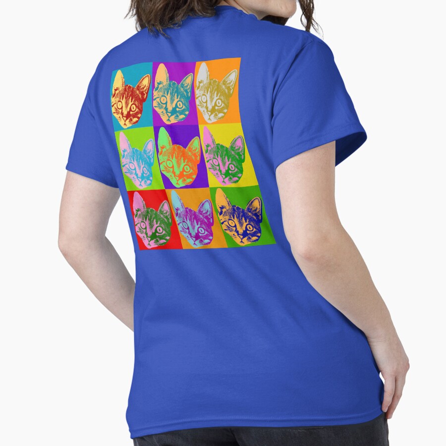Cat Pop Art Inspired Graphic Cats Kitty Bright Color Design Classic T-Shirt