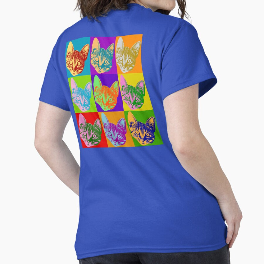 Cat Pop Art Inspired Graphic Cats Kitty Bright Color Design Classic T-Shirt