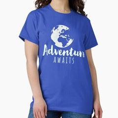 Adventure Awaits Vintage Globe On Navy Blue Classic T Shirt