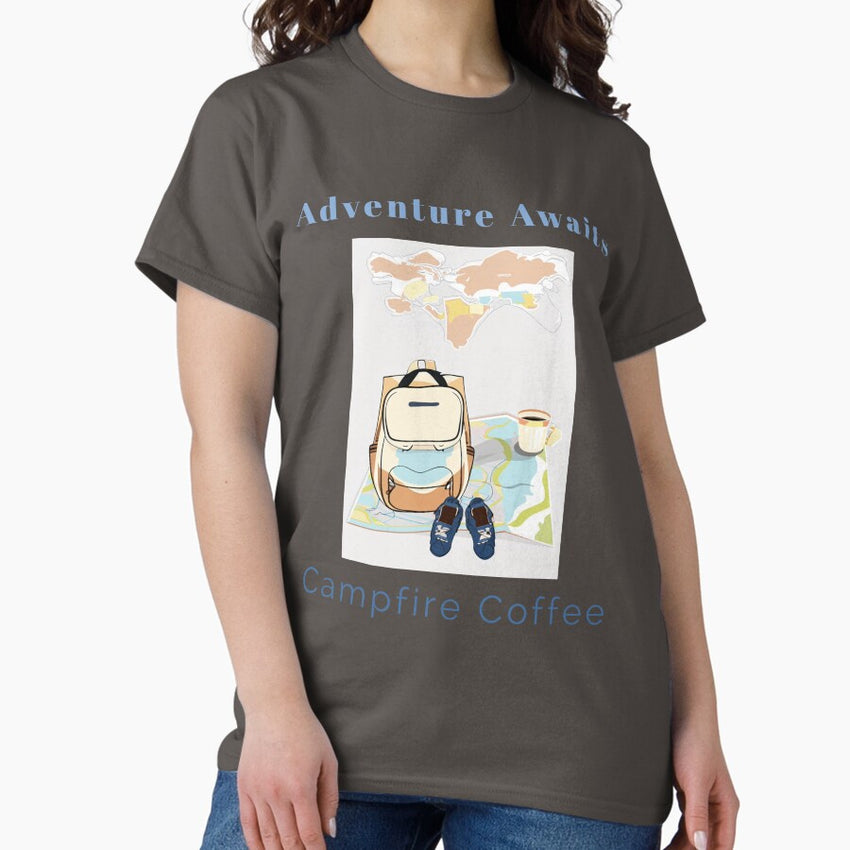 Adventure Awaits Campfire Coffee Classic T Shirt