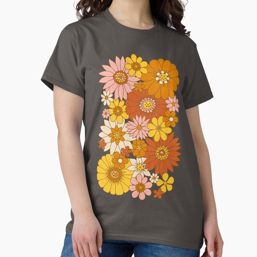60S Retro Daisy Floral Classic T Shirt