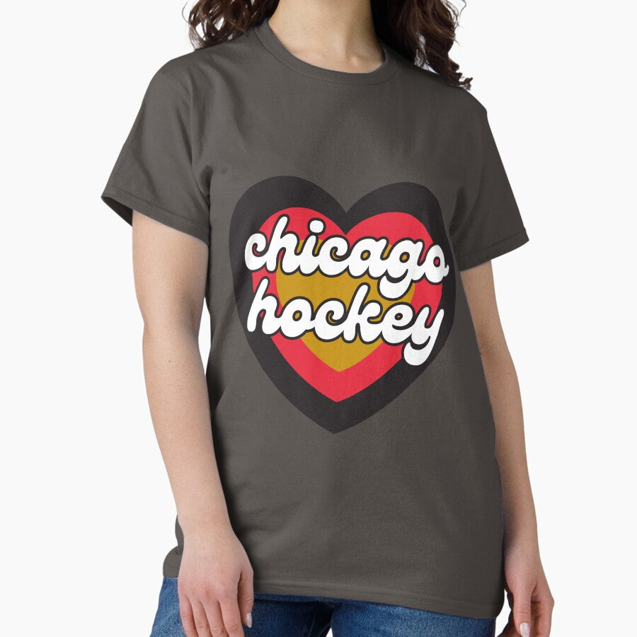 Chicago Blackhawks Inspired Hockey Heart Classic T-Shirt