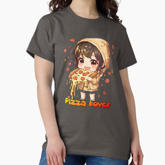 Kawaii cute chibi girl loves eating pizza ver.2 Classic T-Shirt