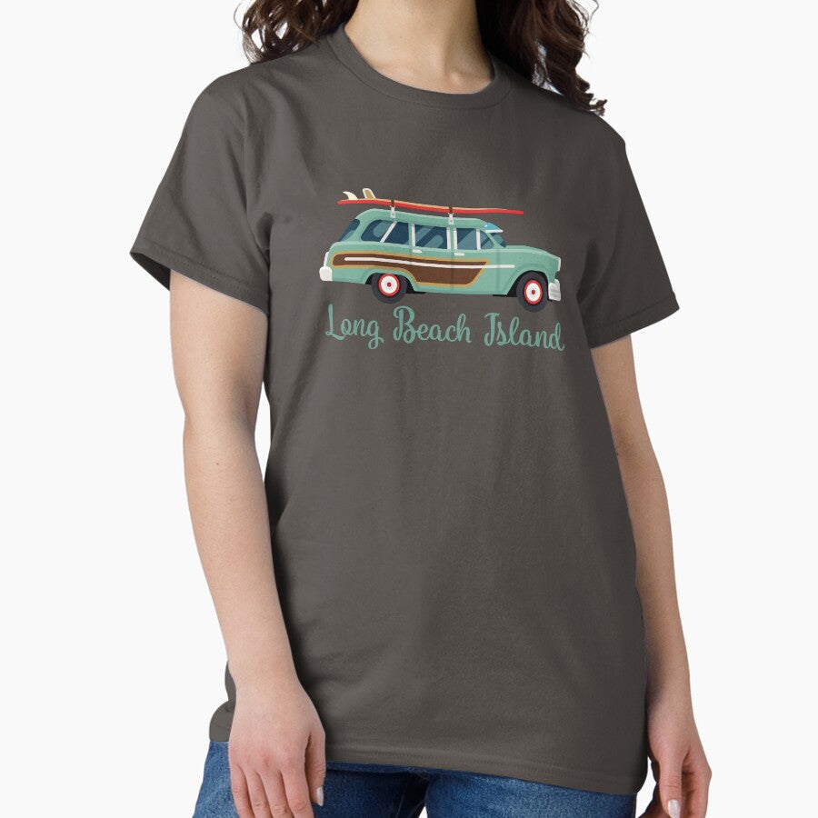 Long Beach Island Lbi New Jersey Retro Surf Wagon Classic T Shirt