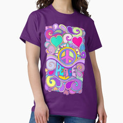 Psychedelic Hippy Retro Peace Art Classic T-Shirt