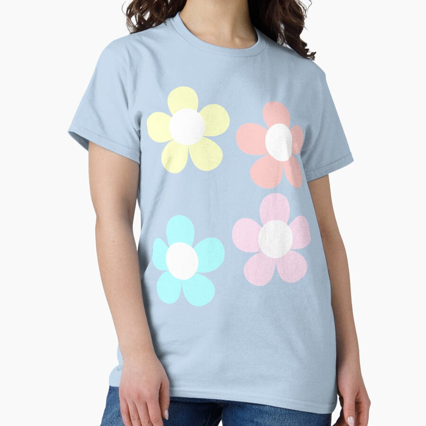 Bright Pastel Bib Flowers Classic T-Shirt