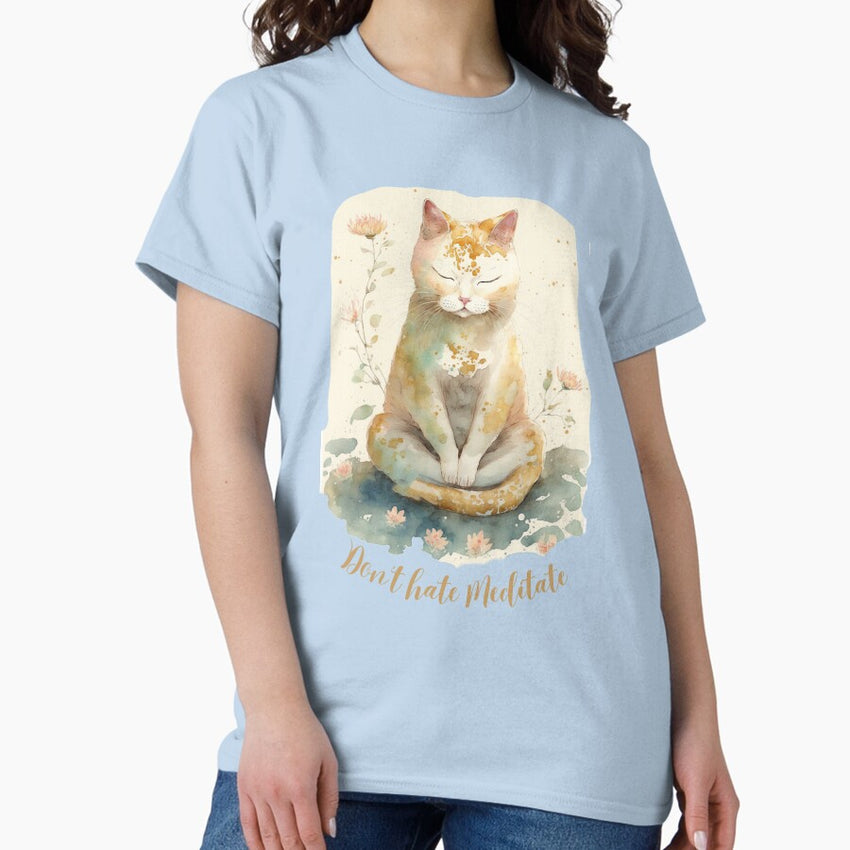 Yoga Cat Dont hate Meditate 06 Classic T-Shirt