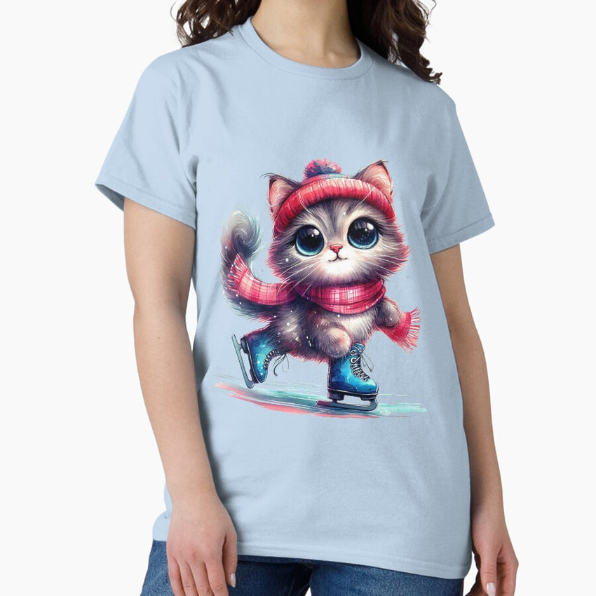 Cat Ice Skating Classic T-Shirt