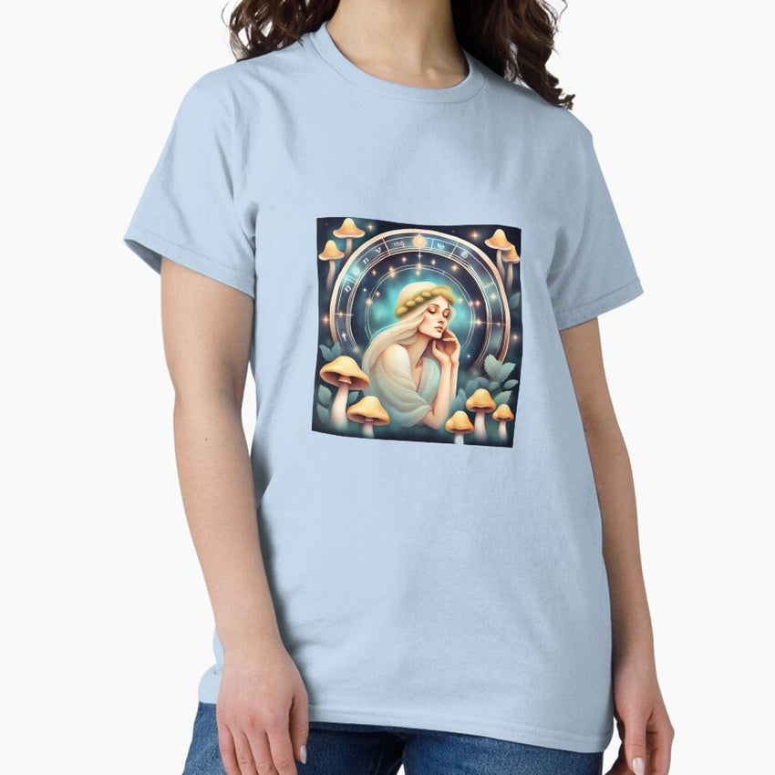 Virgo zodiac sign with mushrooms Classic T-Shirt